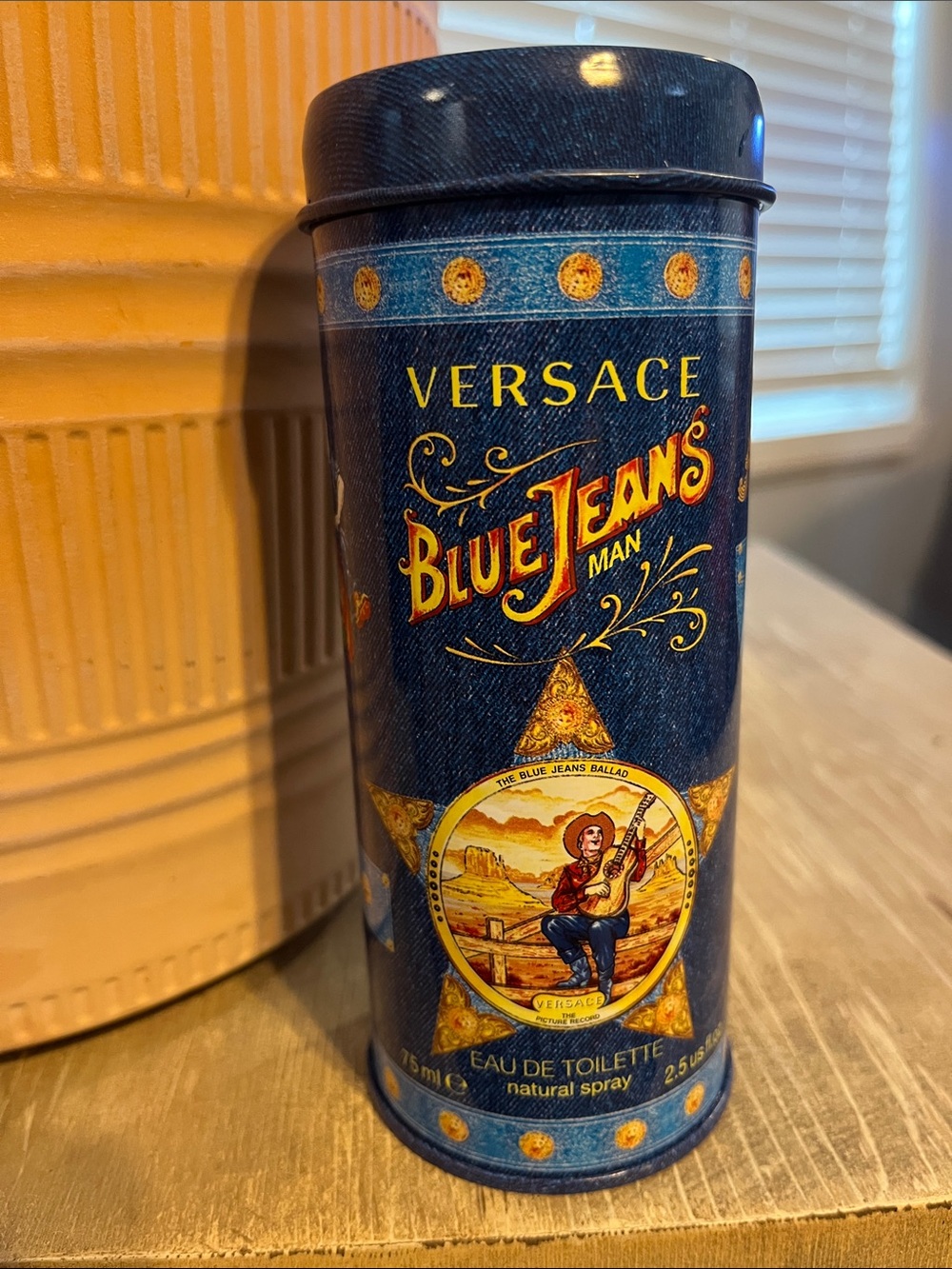 Versace Tin Empty Blue Jeans Man Cologne Tin